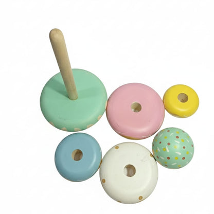 Wooden Ring Stacker – Pastel Edition (1–3 Years)